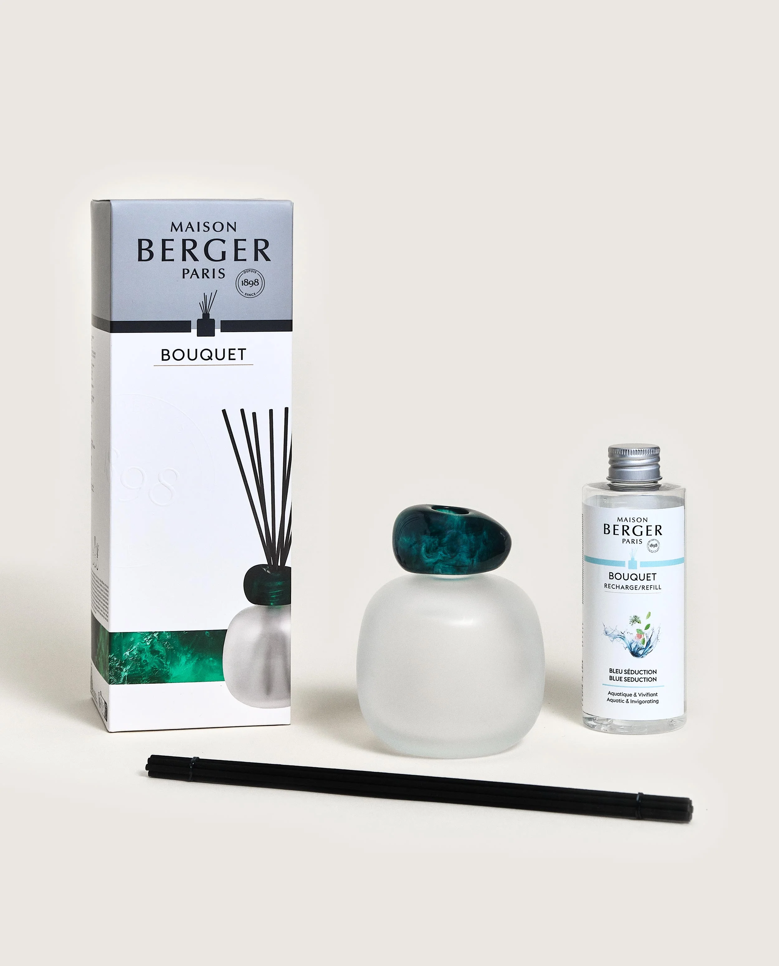 Mineral Frosted/Emerald Reed Diffuser Gift Set with Bleu Séduction - Image 6