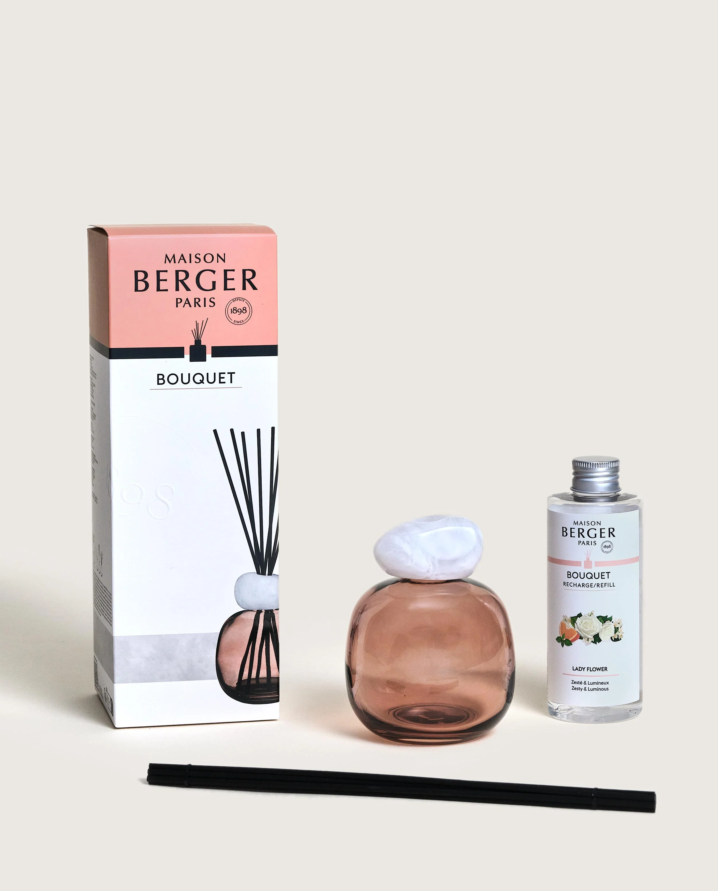 Mineral Burnt Sienna/White Reed Diffuser Gift Set with Lady Flower - Image 6